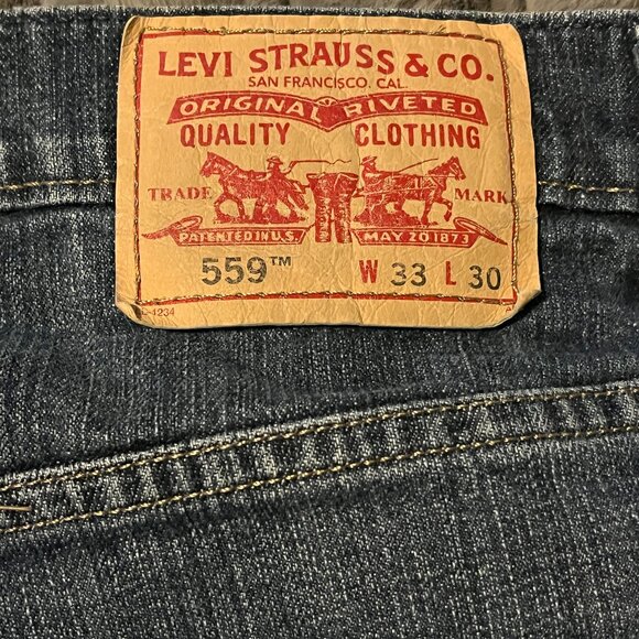 Levi's 559 Jeans Mens 33x29 Blue Relaxed Fit Straight Leg Dark Wash Levis Denim - Picture 7 of 12